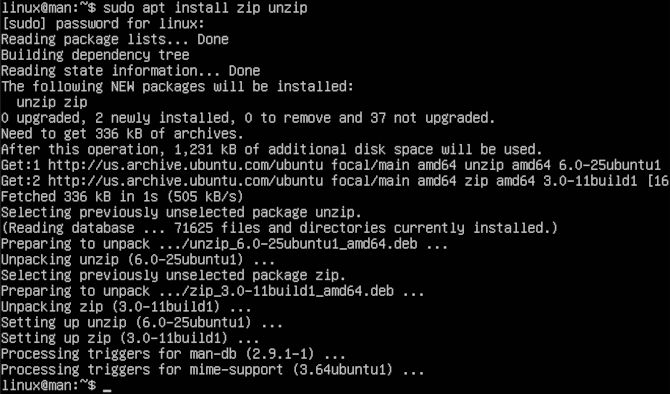 Install ZIP Ubuntu