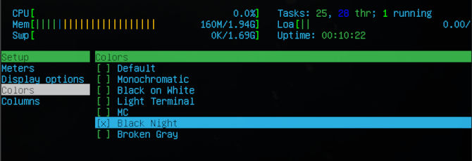 htop color schemes and themes