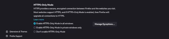 Firefox HTTPS Only Mode