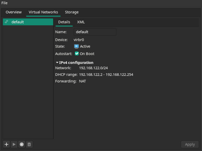 virt-manager virtual networks