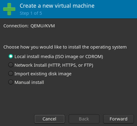 virt-manager select install media