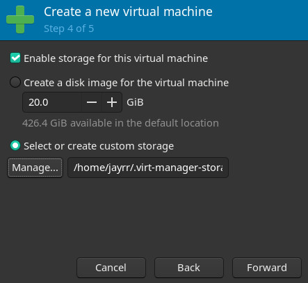 virt-manager create storage volume