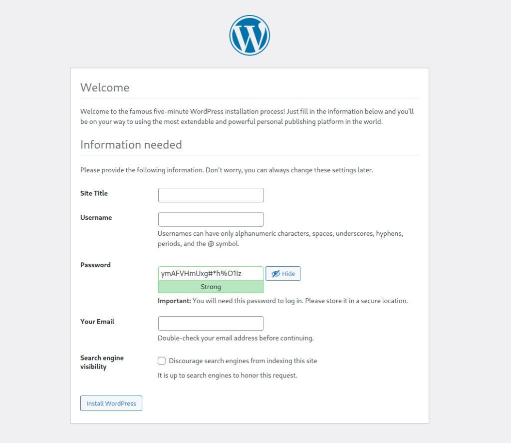 WordPress's web installer