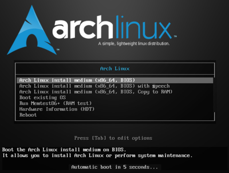 arch boot screen