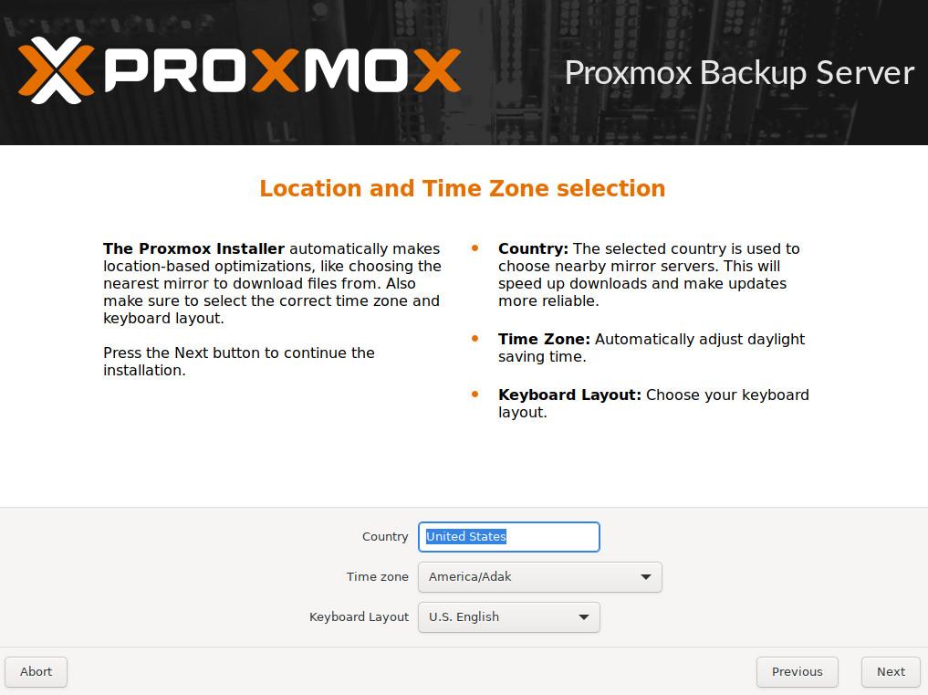 Proxmox installer pick locales