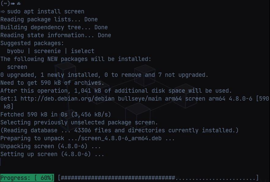 Debian install screen