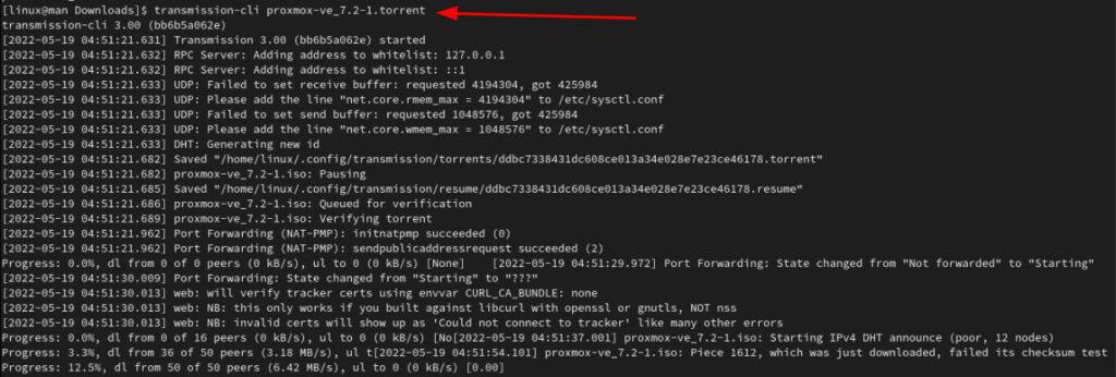 Download an ISO file with transmission-cli