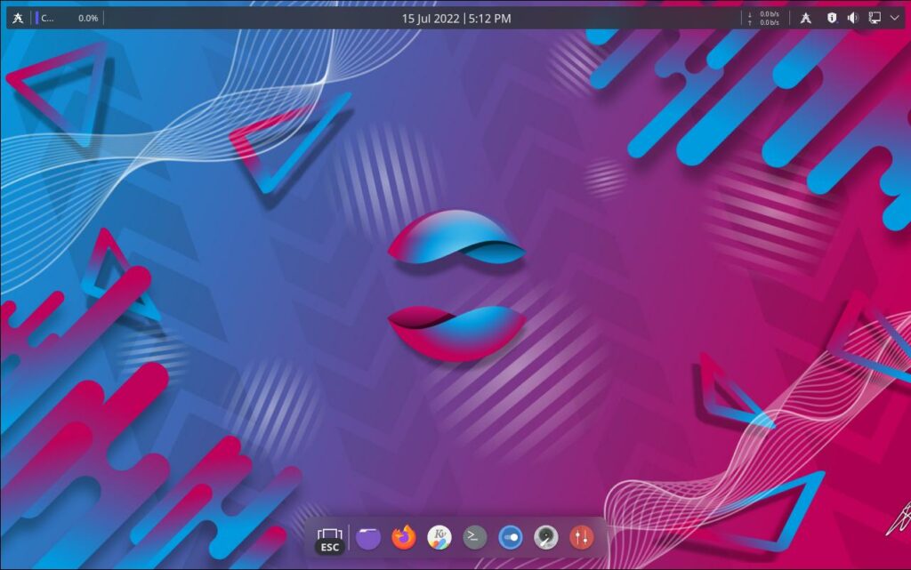 Stock Xero Linux layout with alternate included wallpaper