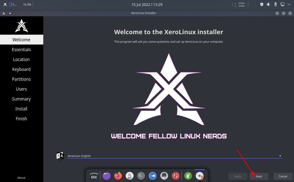 Xero LInux Installer Welcome